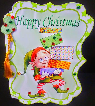 Santas Little Helper with Presents Bracket Card by Diane  Hitchcox