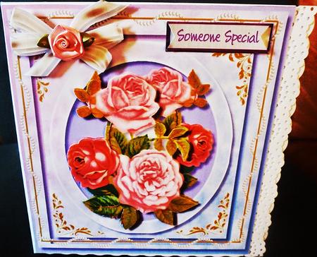 Pink and Red Roses in a Pearl Frame  by Diane  Hitchcox