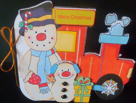 Snowman and Train Shaped Card by Diane  Hitchcox