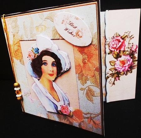 Lady in Blue Rose Hat Frame Card Kit by Diane  Hitchcox