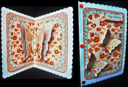 Double Pop-out Butterfly - Peach and Mint by Diane  Hitchcox