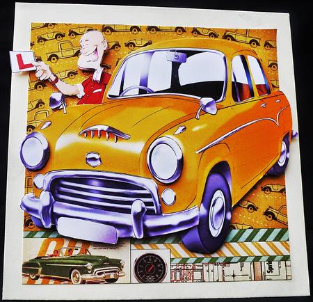Passed Driving Test Yellow Car Decoupage Sheet by Diane  Hitchcox