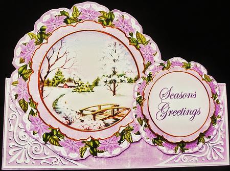 Lilac Snowscene Christmas Double Doily Card Mini Kit by Diane  Hitchcox