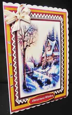 Beautiful Christmas Scene on Lace . by Diane  Hitchcox