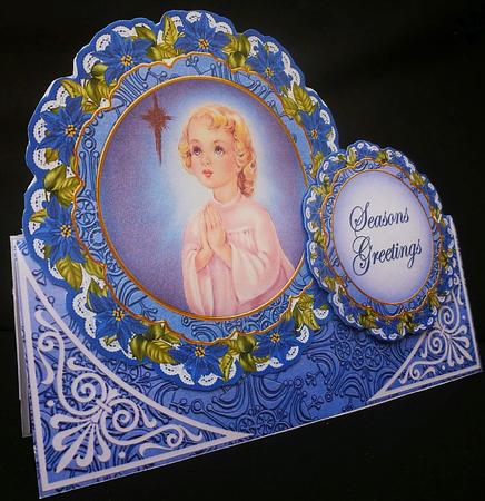 Praying Girl2 Christmas Double Doily Card Mini Kit by Diane  Hitchcox