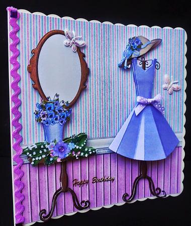 Mauve Folded Skirt Dress Card Kit by Diane  Hitchcox