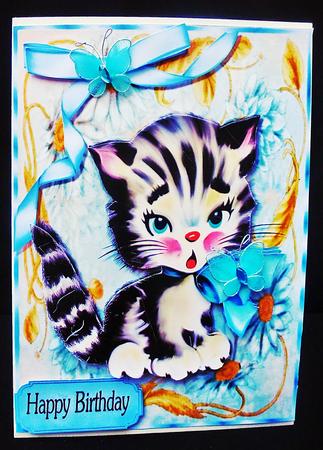 Cute Vintage Black & White Kitten by Diane  Hitchcox