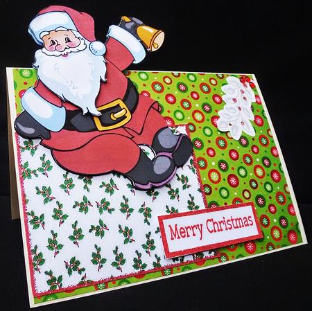 Santa Ringing His Bell! Over the Edge Card by Diane  Hitchcox