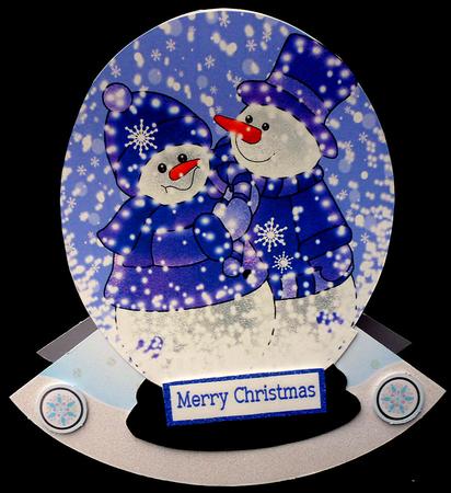 Illuminated Snowmen in Snowglobe Toppers by Diane  Hitchcox