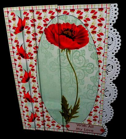 Red Poppy and Butterfly Side Stacker Card Front 1 by Diane  Hitchcox