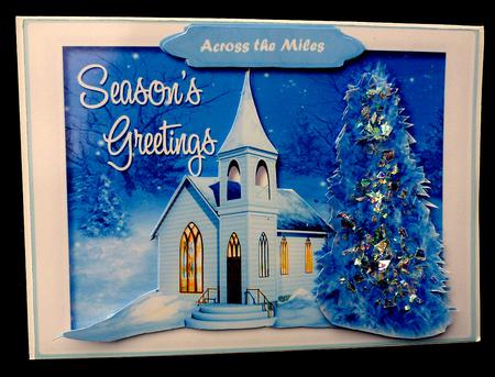 Lovely Christmas Church in the Hills by Diane  Hitchcox