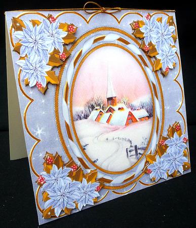 Snow Church 7in Oval Ribbon Decoupage Topper Sheet by Diane  Hitchcox