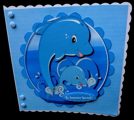 Lovely Easel or Topper Dolphins at Play by Diane  Hitchcox