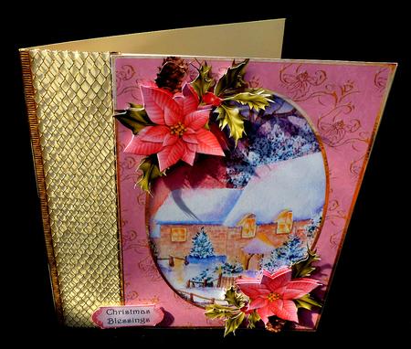 Watercolour Cottages with Poinsettias by Diane  Hitchcox