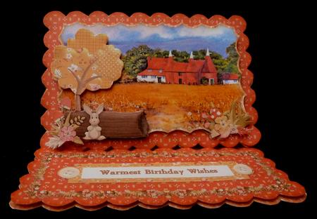 Kentish Oast Houses Scalloped Easel Card Kit by Diane  Hitchcox