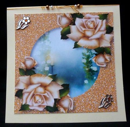 Framed with Glitter - Ivory Roses by Diane  Hitchcox