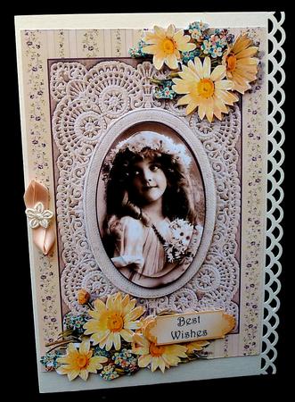 Vintage Girl with Daisies by Diane  Hitchcox