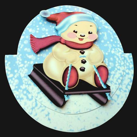 Snowman Playing on a Sledge Rocker Card by Diane  Hitchcox