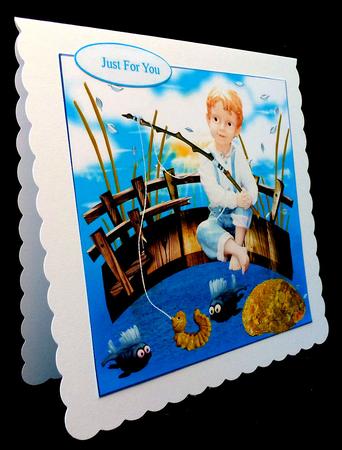 Boy Fishing Quick Topper with Insert by Diane  Hitchcox