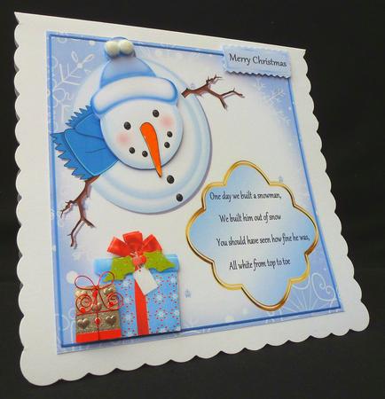 Blue Snowman Looking Up with Poem 8x8 by Diane  Hitchcox