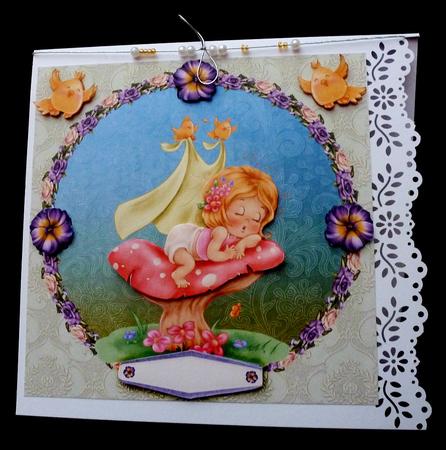 7.5 x 7.5 Card Topper Sleepy Baby by Diane  Hitchcox
