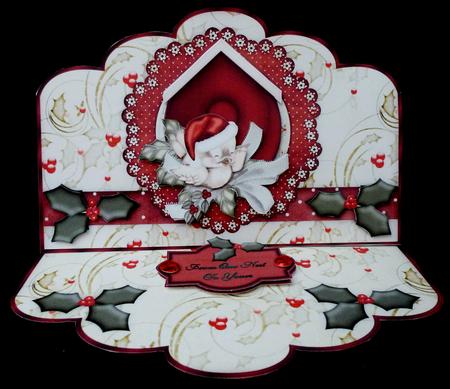 The Christmas Sparrow - Scallop Easel Card Mini-kit by Diane  Hitchcox