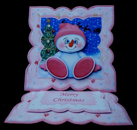 Snow Baby Pink Christmas Easel Card Kit & Decoupage by Diane  Hitchcox