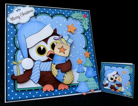 8x8 Xmas Little Hoot Owl Xmas Stocking 3D Decoupage by Diane  Hitchcox