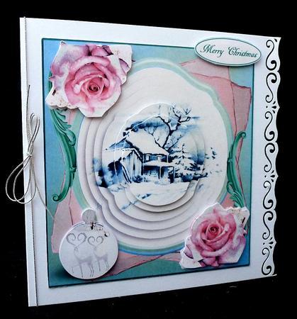 Winter Holiday Rose Topper with Decoupage by Diane  Hitchcox