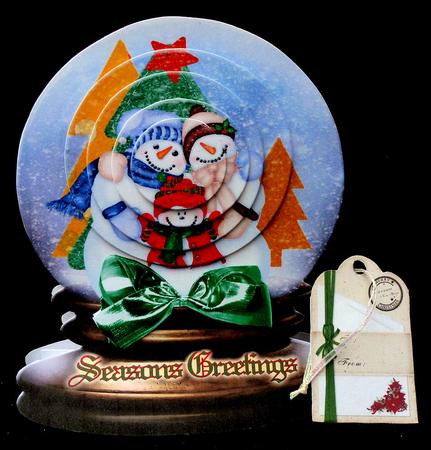 Christmas Snow Globe -happy Snowman Family by Diane  Hitchcox
