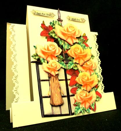 Flower Lantern with Roses & Lilies by Diane  Hitchcox