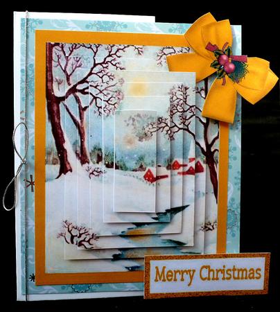 Snow Scene of Cottages in Gold Frame Pyramids by Diane  Hitchcox