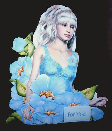 Flower Girls Shaped Card Mini-kit - Blue Lady by Diane  Hitchcox