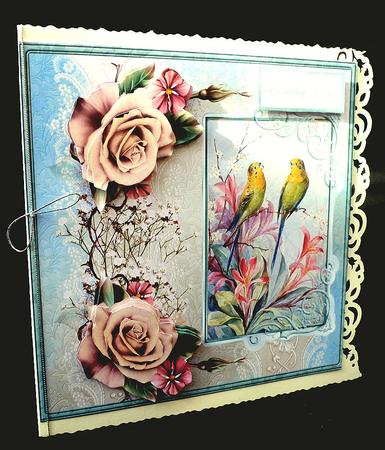 Budgerigars and Roses Card and Decoupage by Diane  Hitchcox