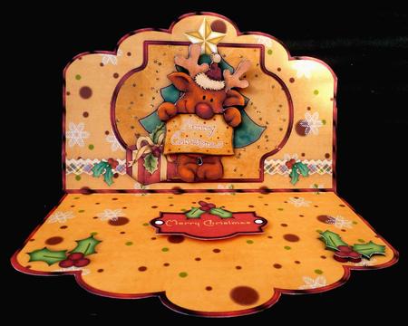 Rudolph's Christmas Message - Scallop Easel Card Mini-kit by Diane  Hitchcox