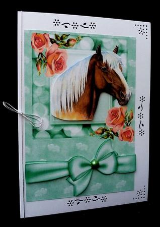 Beautiful Palomino Horse with Pink Roses by Diane  Hitchcox