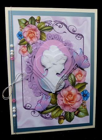 Pretty Cameo Lady with Roses and Butterflies Heart Pyramids by Diane  Hitchcox