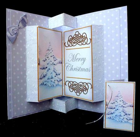 Silver Snow Tree Double Fold 3D Card Mini Kit by Diane  Hitchcox
