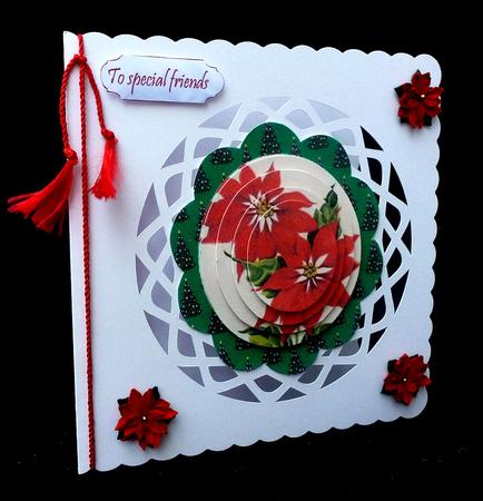 Pretty Poinsettias in Tree Scalloped Frame Pyramids by Diane  Hitchcox