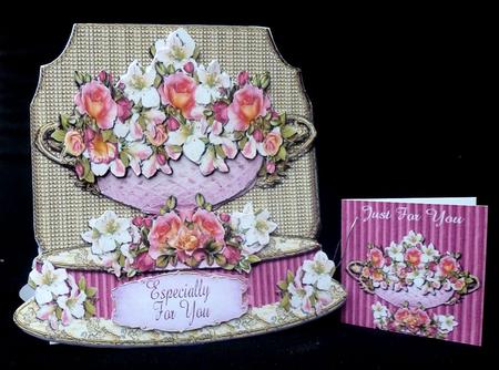 Crystal Vase and Flowers Shaped Card and Gift Card by Diane  Hitchcox