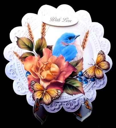 Autumn Wheat Rose Plate and Stand with Decoupage by Diane  Hitchcox