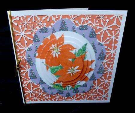 Pretty Orange Poinsettias in Tree Scalloped Frame Pyramids by Diane  Hitchcox