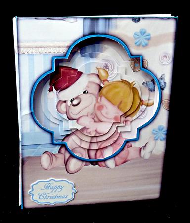 Hugging My Christmas Teddy Framed Pyramage Card Kit by Diane  Hitchcox