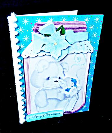 Christmas Teddy and Mouse in Santa Hat in Jar by Diane  Hitchcox