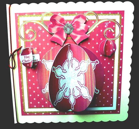 Red Snowflake 3D Bauble Mini Card Front Kit by Diane  Hitchcox