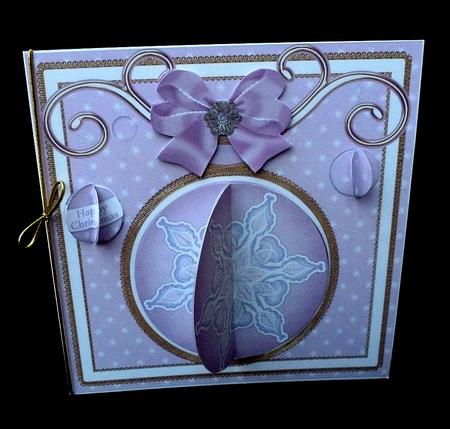Lilac Snowflake 3D Bauble Mini Card Front Kit by Diane  Hitchcox
