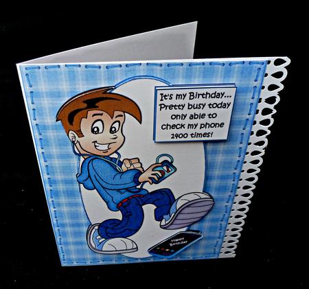 Teen Boy Too Busy to Check His Phone Quick Card by Diane  Hitchcox