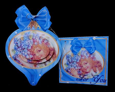 Christmas Bauble Card Double-sided Kit- Holly & Forgetmenots by Diane  Hitchcox