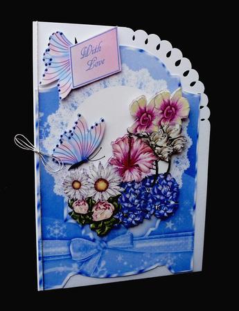 Fancy Florals on Lace with Bow by Diane  Hitchcox