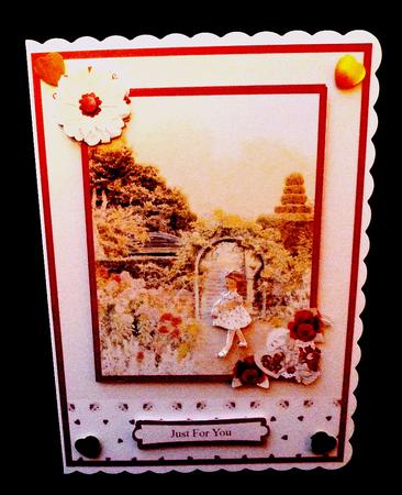 Garden & Vintage Girl Floral Decoupage Card by Diane  Hitchcox